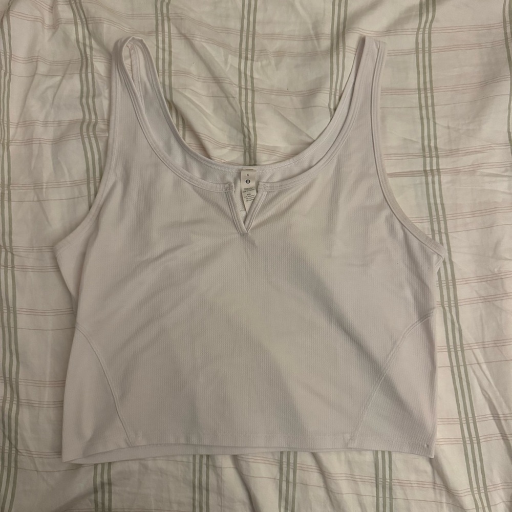 Lululemon White Cropped Notch Tank Top